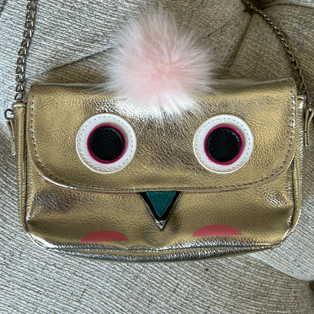 NWT Owl Bird Metallic Gold Purse with Chain Strap